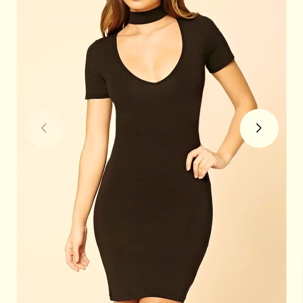 Choker neck body con dress